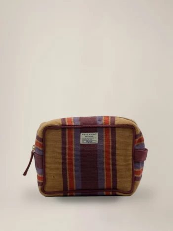 Moismont toilettas N°43 Bari Mineral met oker, bordeaux, oranje en lila strepen en ritssluiting