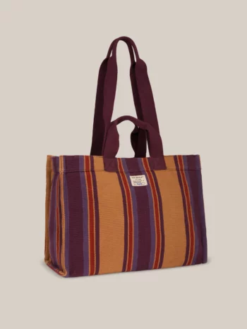 Zijaanzicht van de gestreepte Moismont Bari Mineral shopper met ruim rechthoekig model